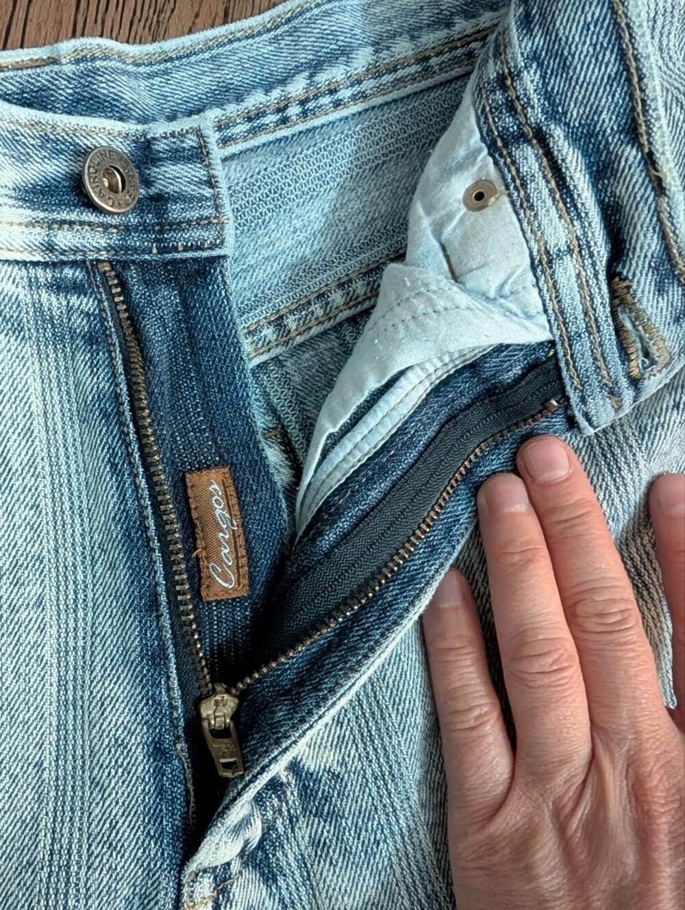 The Cairo Line "Cargos" Relaxed Jeans, Light Blue Stripe - Picture 11 of 14